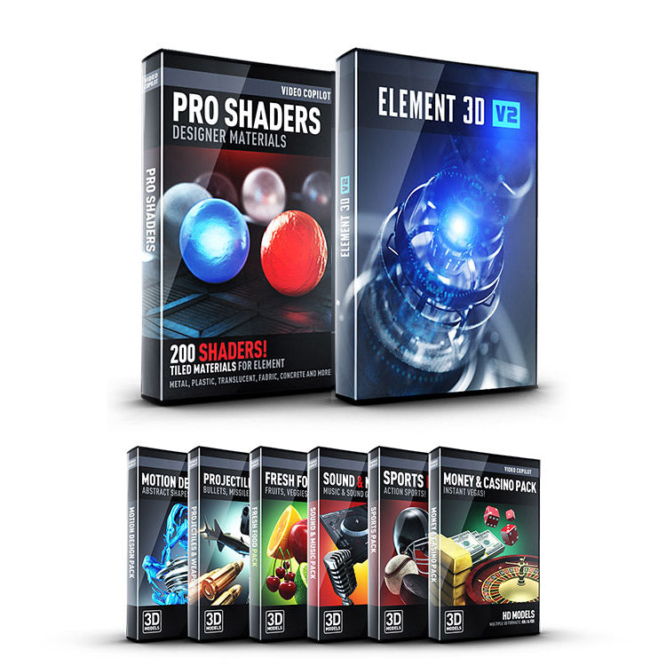 Video Copilot Element Studio Bundle (E3D, Motion Design Pack 1, Pro Sh